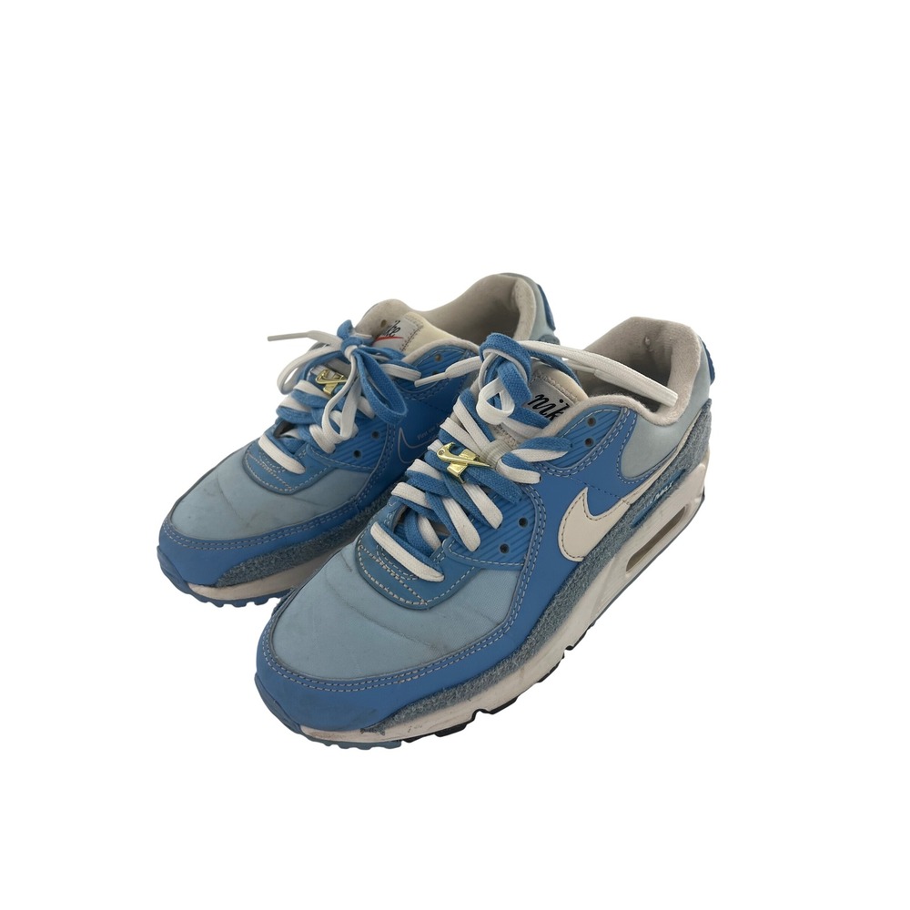 Nike Air Max 90 SE First Use Signal Blue Women 7.5 Sneaker Gold Swoosh  walking